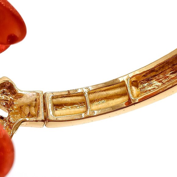 Monet Bracelet Stretchy Floral Gold-Tone Metal Rhinestones Faux Pearls Bangle 7" - Picture 8 of 13